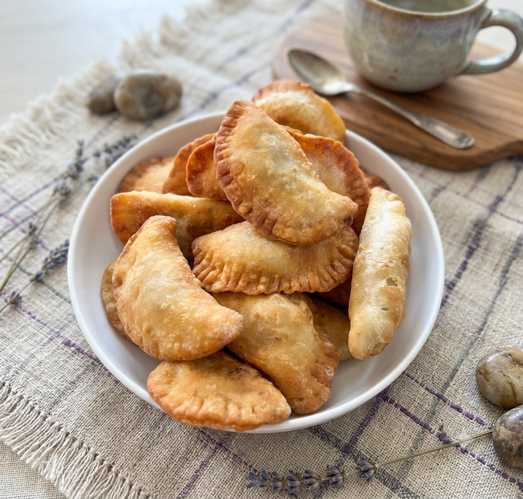 Pastels et raviolis dorés